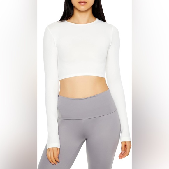 Forever 21 Tops - Forever 21 Women's Seamless Long-Sleeve Crop Top Size Large Color White New